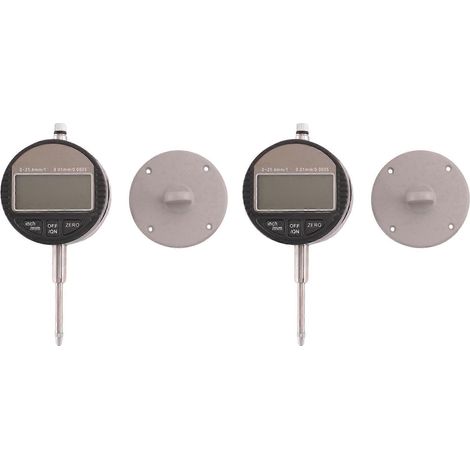 2 comparateurs à cadran numérique (DTI) avec une plage de mesure de 0,01 mm/0,0005 pouce et de 0 à 25,4 mm/1 pouce (échelle d'horloge). (1/5)