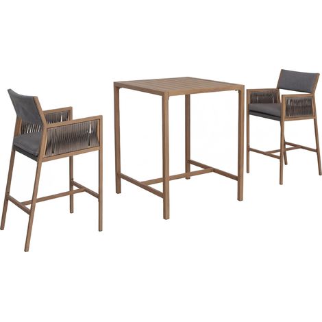 [NEUWERTIG] Set Bartisch + 2x Barhocker HHG-156, Barstuhl Stehtisch, Polyrattan Olefin (210 g/m²) dunkelgrau (1/5)