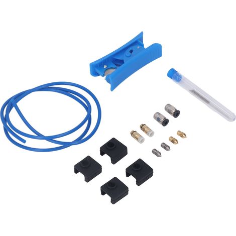 Set mit 8 MK8 Messingdüsen, pneumatischen Anschlüssen, PTFE-Schlauchschneider und Reinigungsnadeln für 3D-Drucker, komplettes Zubehör. (1/5)