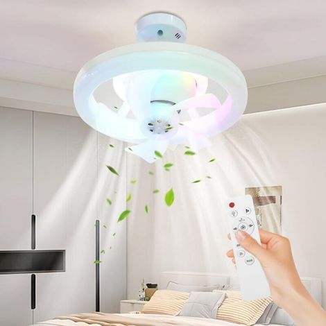 Ventilateur Plafond Silencieux avec Lumière RGB Télécommande, 3 Couleurs, Idéal pour Salon, Chambre, Ou Bureau (1/3)