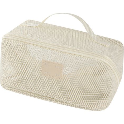 Elegante pochette per il trucco in rete trasparente - Beige