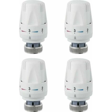 Tête De Radiateur, 4 Pièces Tête De Vanne De Radiateur, M30 X 1.5 Robinet Thermostatique Radiateur, Tête Thermostatique Pour Lavabo Salle De Bain Wc