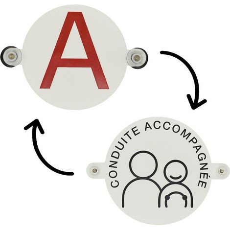 Disque à ventouses Conduite Accompagnée (ACC) et Permis B pour lunette arrière voiture Ø 15 cm (1/5)