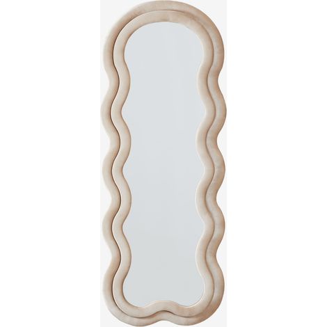 Sklum – Miroir mural 60x160 cm tapissé – Verre flotté 4 mm – Rembourrage en mousse pour effet volumineux – 2 crochets de suspension inclus (1/5)