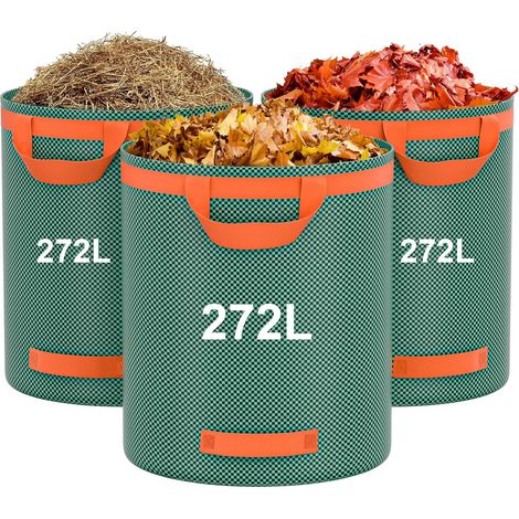 Sacs à déchets de Jardin Robustes 3x 272L Sacs de Jardin Réutilisables Avec Poignées,Sacs de Jardin IndéChirables,Sacs de Recyclage Pliables pour Feuilles, Ordures, Débris de Jardin (1/5)