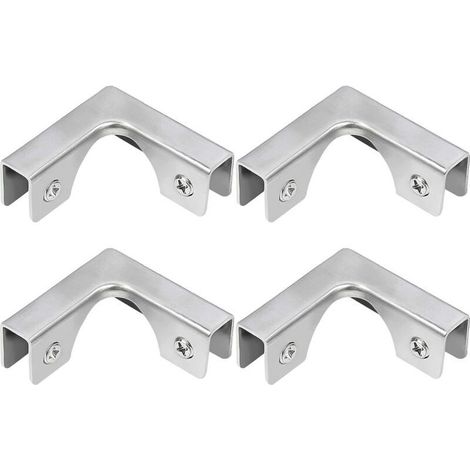 Glasklemmen, 4 Stück L-förmige Edelstahl-Glasverbinder, rechtwinklige Montagehalterungen zur Befestigung von rahmenlosen Aquarienunterschränken, für 5–8 mm Glas (1/4)