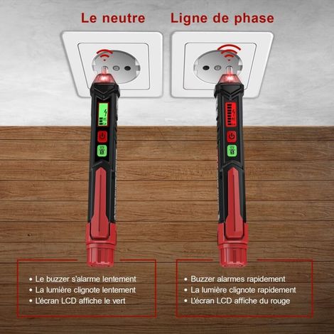 Détecteur de Tension sans Contact, Testeur de Tension avec Double Sensibilité 12V/48V-1000V, Écran LCD, Test de Fil de Phase/Neutre, Lampe de Poche, Alarme sonore (1/5)