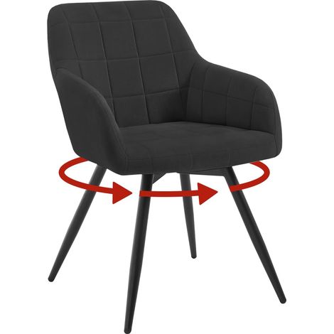 WOLTU 1x Poltrona Salotto Girevole Poltroncina Imbottita Moderna, Sedia da Scrivania per Ufficio, Velluto, Nero
