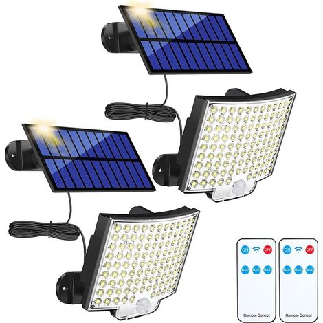 Online Store – Projecteur solaire extérieur 106LED étanche – Détecteur de mouvement IP65 – Télécommande 3 modes – Câble 5M pour installation flexible (1/4)