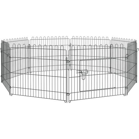 Enclos pour chiot en métal robuste avec porte, panneau 71x61 cm, 8 fixations sol incluses (1/5)