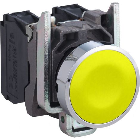 Bouton poussoir à impulsion Ø22 jaune 1F vis étrier Harmony XB4