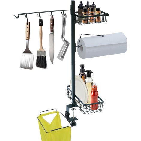 Organisateur Barbecue 5 en 1 pour Accessoires Plancha d'Extérieur  Outils avec Support Rouleau Sopalin Cadeau Fête des Pères Homme -