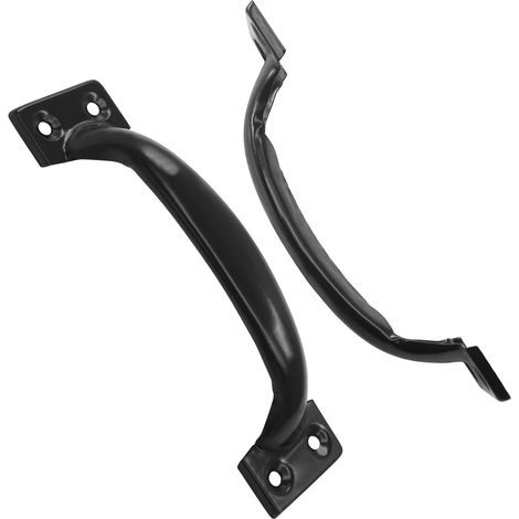 Lote de 2 tiradores de puerta de granero vintage para armarios de cocina, distancia entre centros de los agujeros: 112 mm, hierro negro (1/5)