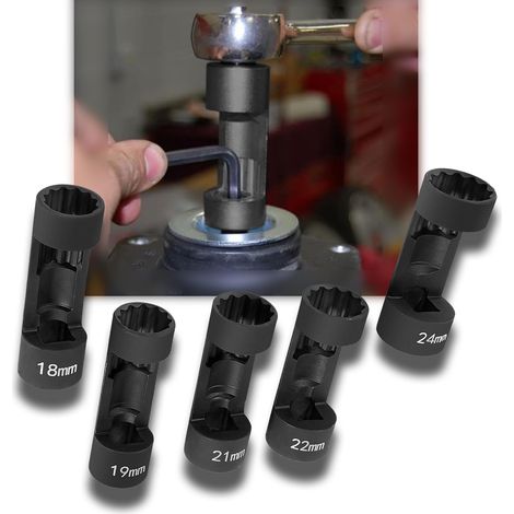 écrou douille jambe de force outil 5 pièces 12 points 1/2 entraînement jambe de force écrou douille 18mm 19mm 21mm 22mm 24mm pour clé hexagonale 6496 (1/5)