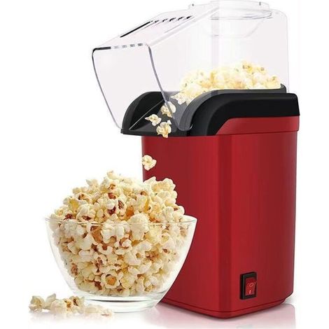 Machine à Pop-Corn à Air Chaud Sans Huile – Appareil Popcorn Maison pour Soirées Cinéma, Fêtes et Anniversaires, Rouge