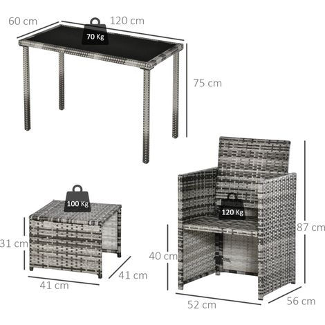 Ensemble de jardin Outsunny en polyrotin pour 4 personnes, avec coussins, gris, résistant aux intempéries et élégant pour le jardin et la terrasse. (1/5)