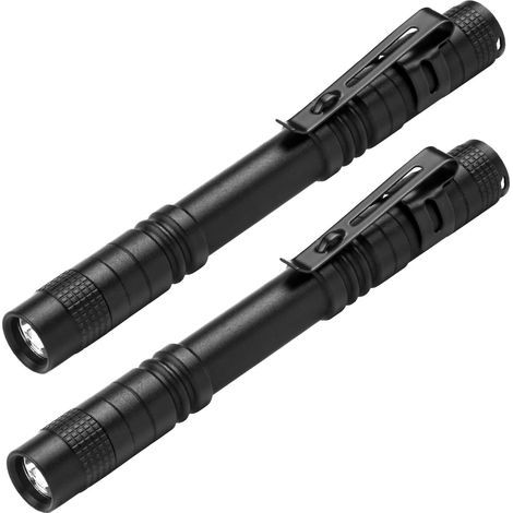 Lampe de Poche LED Mini, 2PCS Lampe Torche de Travail, 200 lumens stylo Lampe de Poche Portable Étanche Torche pour Bricolage, Travail et Éclairage de Secours, 2AAA Piles (Non Incluses) (1/5)
