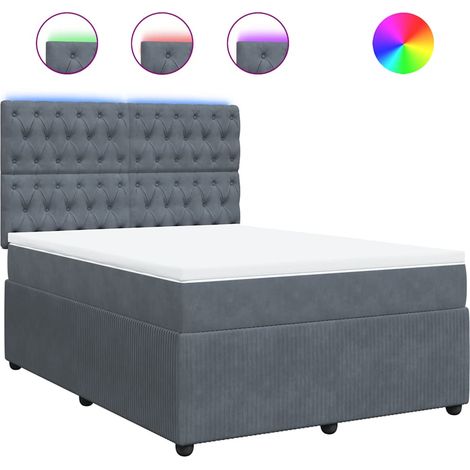Maison Exclusive - Giroletto a Molle con Materasso Grigio Scuro 160x200 cm Velluto