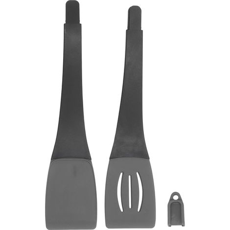 Pince de cuisine 3 en 1 avec système de verrouillage pour grillades et aliments, embouts en silicone résistants à la chaleur, pour la maison et le restaurant, gris et noir. (1/5)