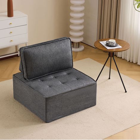 Modulares Sofa für kleine Räume Dunkelgrau Leinen OKMYHOME (1/5)