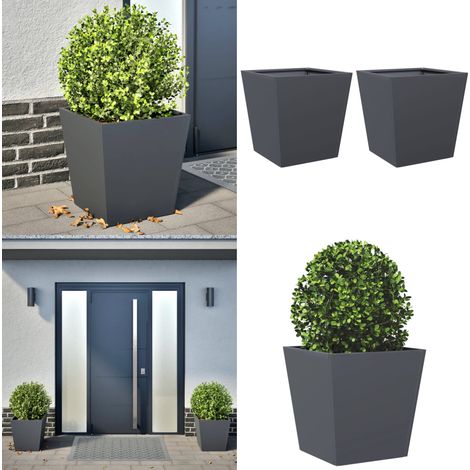 vidaXL Pflanzkübel 2 Stk. Anthrazit 40x40x40 Stahl (1/5)