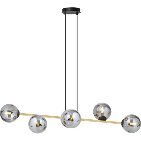 Lampada a Sospensione Gravity, Acciaio verniciato a polvere, Vetro, Nero, Oro, Grigio, 110x100x29 cm (1/5)
