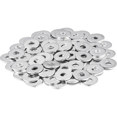 Flintronic 80 pezzi Rondelle metalliche in acciaio inox M6, diametro esterno 18 mm, rondelle piatte, rondelle in acciaio inox, rondelle in acciaio inox 304, rondelle a moneta per viti e dadi (1/5)