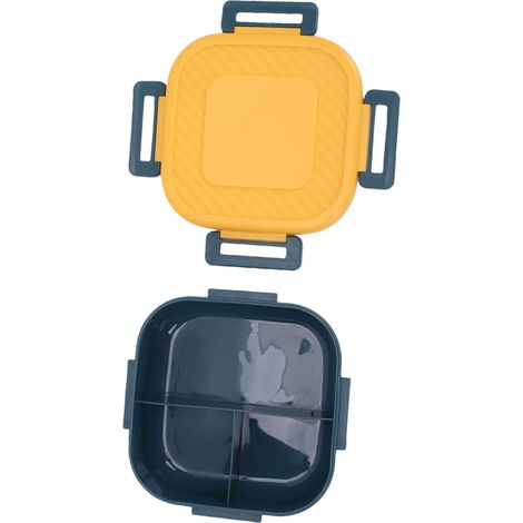 Récipient à déjeuner portable multi-compartiments, micro-ondes, nourriture pour l'école, bleu et jaune (1/5)