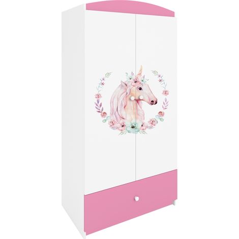 Kinderkleiderschrank mit Schublade Rosa clair – BABYDREAMS (1/5)
