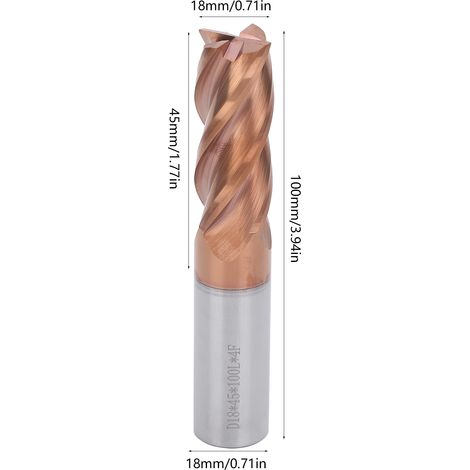 Fraise en carbure de tungstène, fraise en aluminium à 4 dents, fraise en alliage de carbure de tungstène, outil de coupe CNC, fraise CNC, 1810018D (1/5)