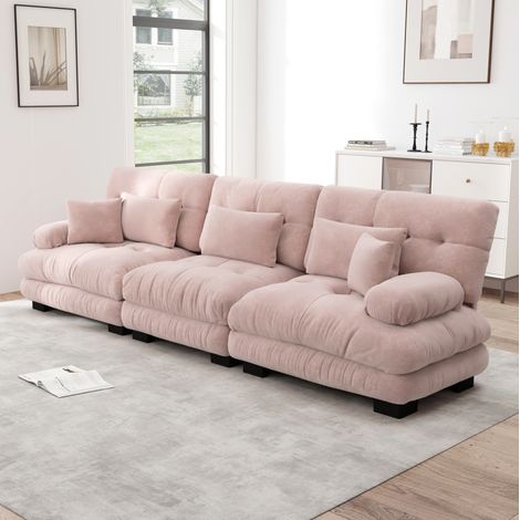 divano seduta profonda modulare morbido chenille rosa HAVRYA (1/5)
