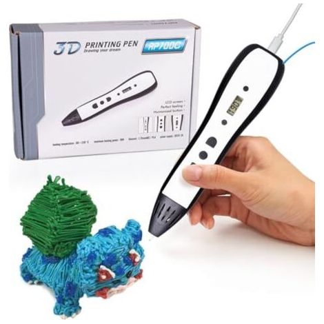 Stylo 3D pour les passionnés de bricolage, stylo d'impression 3D avec écran LCD, stylo de dessin 3D avec filament PLA de 1,75 mm, jouet amusant, cadeau d'anniversaire idéal