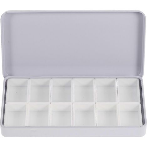boîte vide pour aquarelle, 1 ensemble de godets de rangement pour aquarelle, boîte de rangement en fer-6.3X12.2CM-White (1/3)