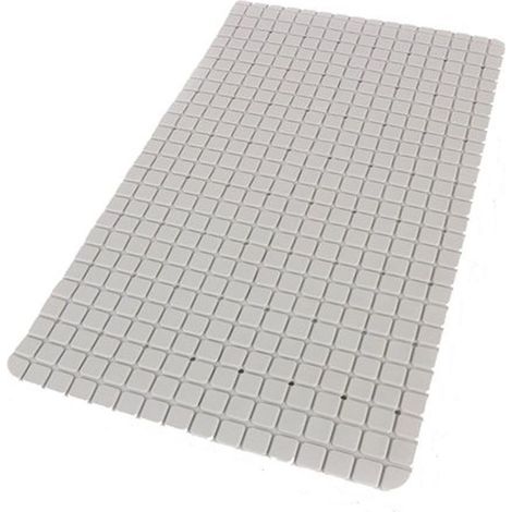 Trade Shop - Tappeto Tappetino Antiscivolo Bagno Arredo 69 X 39cm Grigio Con Quadratini 69857 - (1/2)