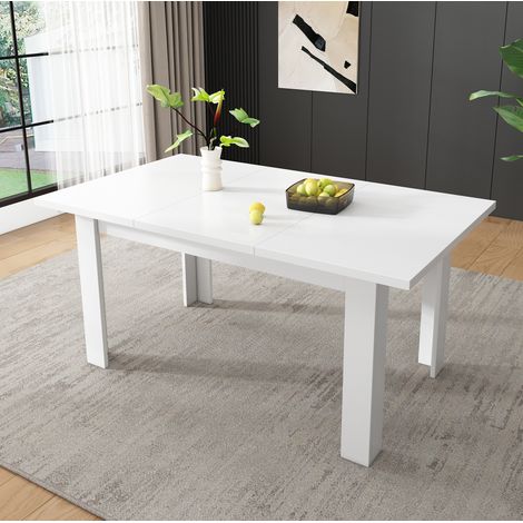Tavolo da pranzo 120x70 cm bianco in MDF con vano portaoggetti nascosto e piano ribaltabile (1/5)