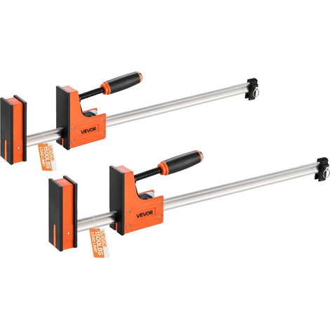 Serre-joints parallèles 76,2 cm pour bois,lot de 2,capacité 680 kg,pression uniforme,plastique robuste et acier carbone,orange (1/5)