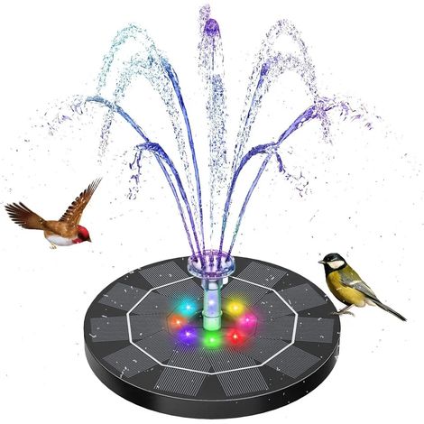 Fontana solare a LED, pompa solare per laghetto da 5,5 W (con pannello solare), pompa solare per laghetto, pompa solare galleggiante per fontana, adatta per giardini e vasche per uccelli.