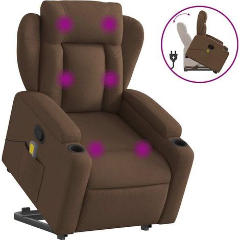 Chaise longue en tissu brun avec fonction de massage intégrée – Relaxation complète, dossier inclinable et repose-pieds réglable (1/5)