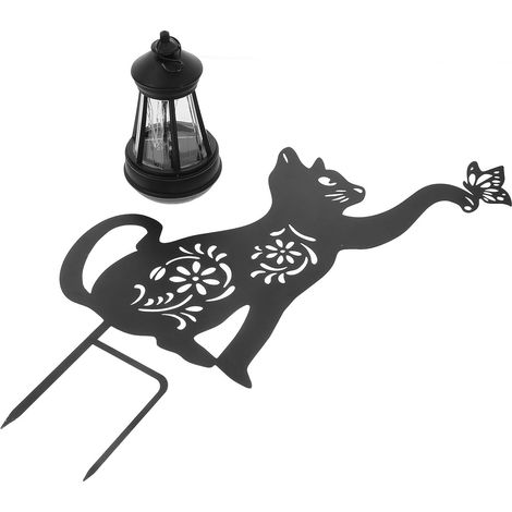 Solar Katzenpfahl aus Metall mit automatischer Solarleuchte