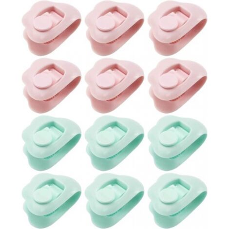 Lot de 12 clips de fixation pour housse de couette en plastique sans épingles pour maintenir les coins en place, fixation pour coussins, rideaux, décoration, rose et bleu (1/5)