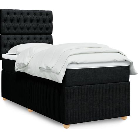 Lit simple - 80x200 cm, Sommier à lattes de lit et matelas Noir Tissu WFE857857 Maison Chic (1/5)