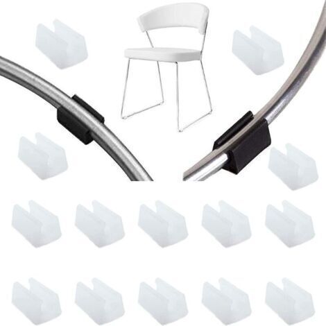 32pcs Patin Pied Chaise Tube Embout Tampon Capuchon Bouchon Protection Plancher Meuble Forme U en Plastique Chaise Casquettes,Chaise Jambe Caps Silicone Tube Pince (10mm,blanc） (1/4)