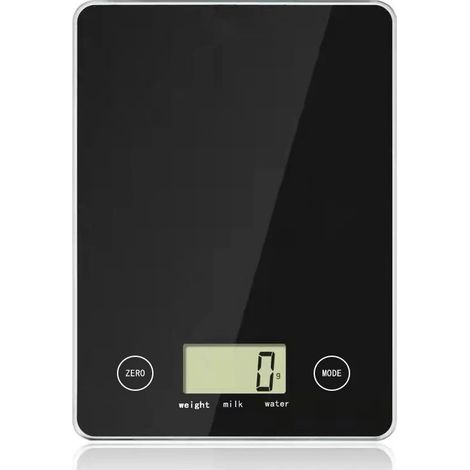 Balance de cuisine numérique avec écran LCD et plateau en verre, pour peser les aliments (1/2)