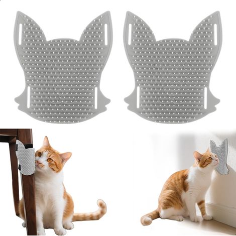 2 Pièces Grattoir Chat, Gris Brosse Chat, Brosses de Toilettage du Chien, Brosse pour Poil de Chats, Massage D'angle Mural, Accessoire Chats Interieur pour le Massage, le Grattage et L'épilation (1/5)