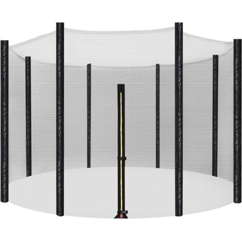 Filet de protection pour trampoline 12ft – Hauteur 160cm – 8 poteaux – Maille PE dense 120g/m² – Installation facile avec fermetures éclair (1/5)