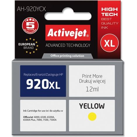 Activejet AH-920YCX HP Printer Ink. Compatible for HP 920XL CD974AE Premium 12ml yellow. (1/2)