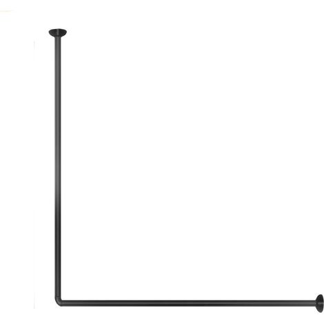 Bastone per tenda doccia universale a L angolare con aste 80x80 cm nero asta per tende (1/5)