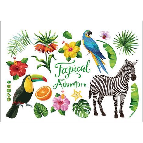 Tropical rainforest floor wall stickers, for home, bedroom, business background decoration, SK7169 (1/5)