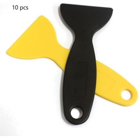 10pcs Petit grattoir pour film de téléphone portable, outil de grattoir pour film de voiture, spatule en plastique, nettoyage petit couteau à neige, petit couteau à mastic-jaune + noir
