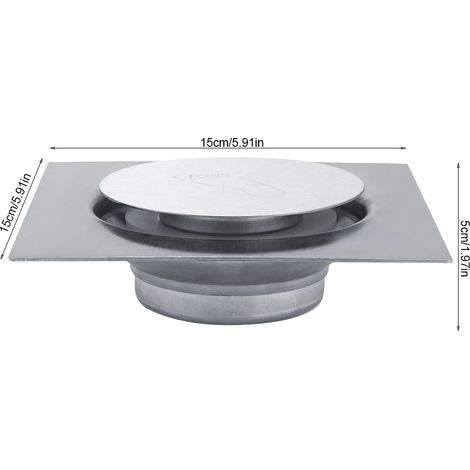 Rejilla de desagüe de acero inoxidable con pedal de resorte n.° 3 – Rejilla de desagüe para sala de estar, habitación infantil, sótano, 15 x 15 x 5 cm (1/5)